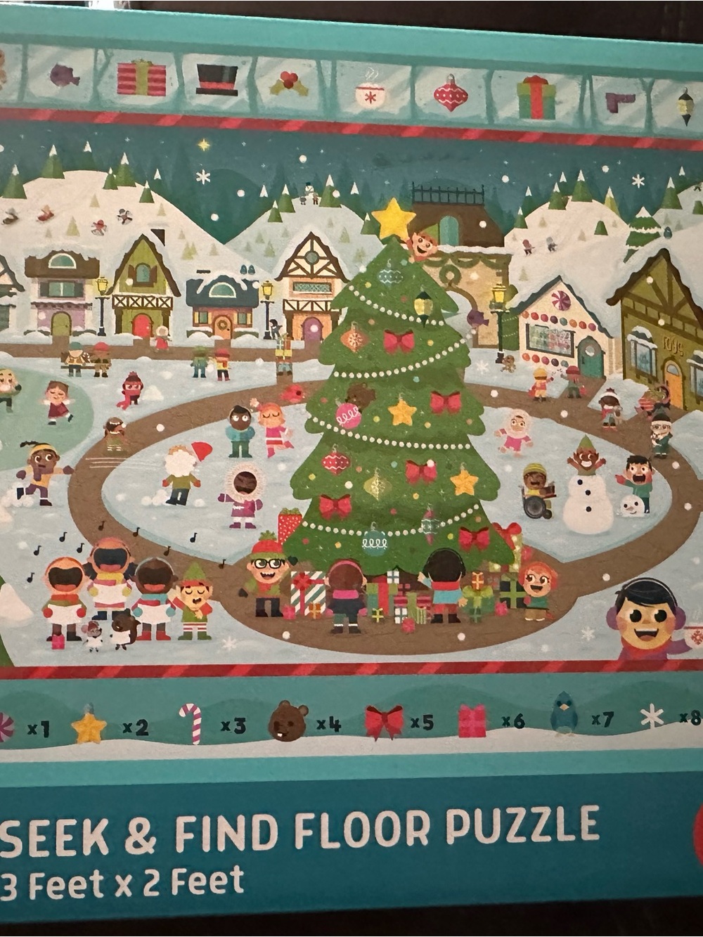 Holiday Seek & Find giant Floor Puzzle with Festive Tree